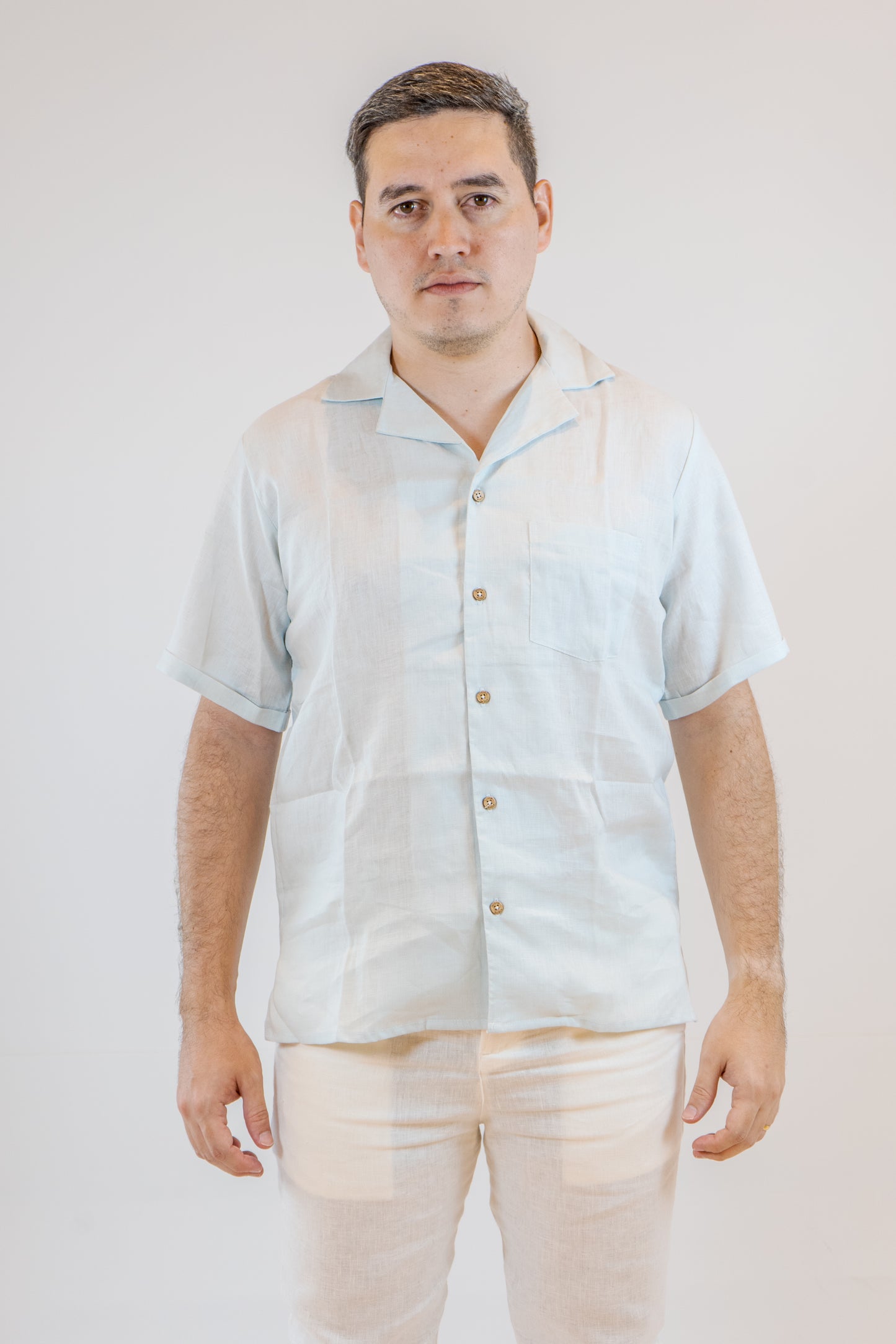 CAMISA LINO CASTELAR AZUL CLARO DE HOMBRE