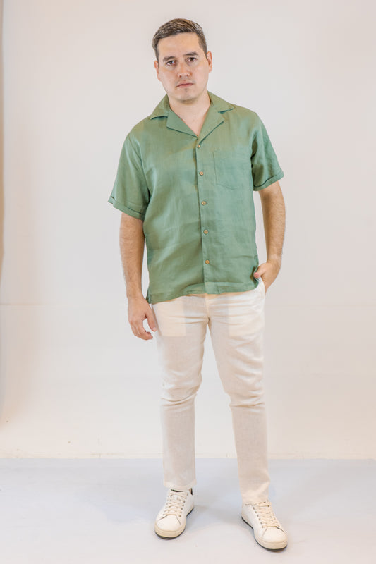 CAMISA LINO CASTELAR VERDE FRIO DE HOMBRE