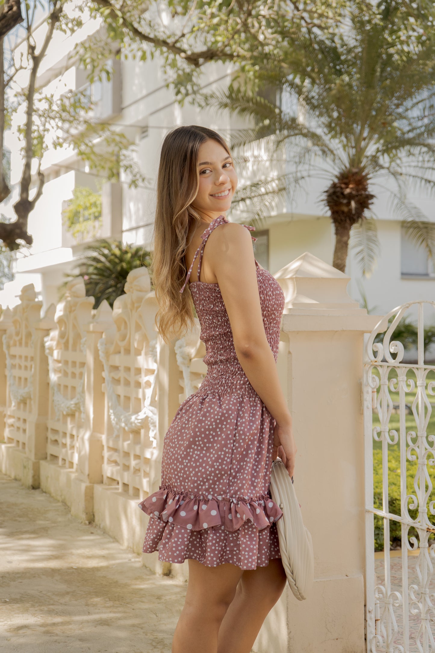 VESTIDO ZURI RETRO DOTS - COLOR CAFE